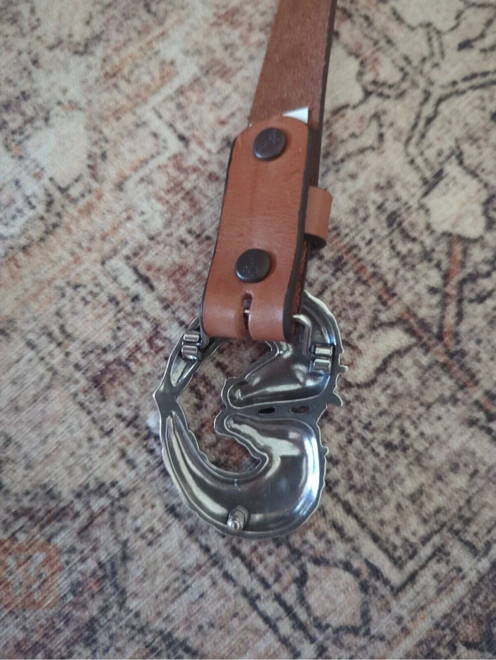 Justin Girl’s Twin Horse Western Belt Tooled With Silver Tone Buckle 20 09/21